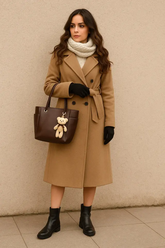 Bahwar Ayıcık Detaylı Günlük Omuz Çantası