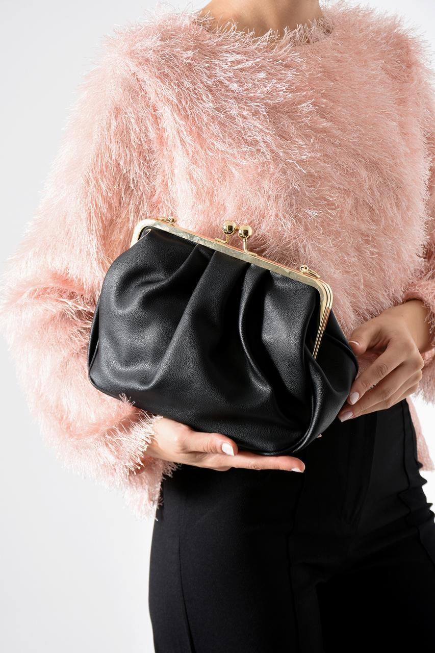 Bahwar Altın Çıtçıt Tokalı Omuz Askılı Kadın Çanta