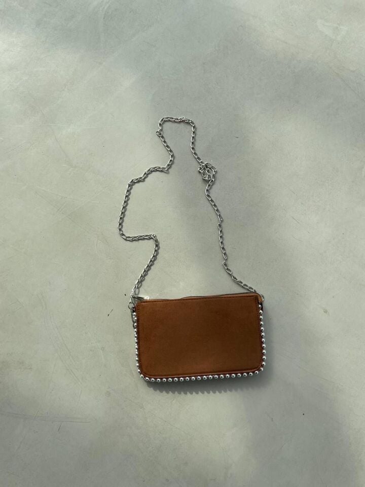 Bahwar Zincir Detaylı Süet Mini Omuz Çantası