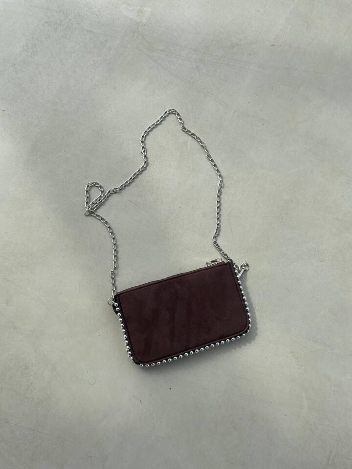 Bahwar Zincir Detaylı Süet Mini Omuz Çantası